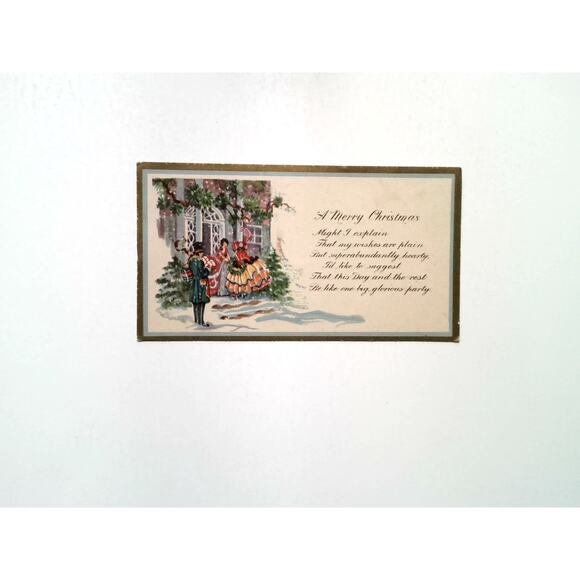 Vintage Christmas Greeting Card Made in U.S.A. Holiday Poem Early Artwork - Picture 1 of 3